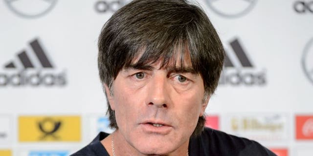 LEIPZIG, GERMANY - OCTOBER 10: Joachim Loew, head coach of German national team attends the German National Team press conference at Red Bull Arena on October 10, 2015 in Leipzig, Germany. (Photo by Jens Schlueter/Bongarts/Getty Images)