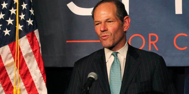 FILE - In this Sept. 10, 2013, file photo, former New York Gov. Eliot Spitzer delivers his concession speech at his election night party after losing the Democratic primary race for New York City comptroller in New York.