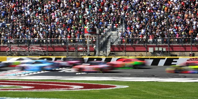 CHARLOTTE, NC - OCTOBER 11: A general view as cars race during the NASCAR Sprint Cup Series Bank of America 500 at Charlotte Motor Speedway on October 11, 2015 in Charlotte, North Carolina. (Photo by Jerry Markland/Getty Images)