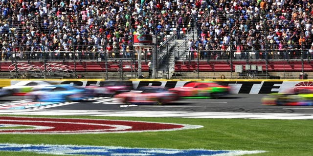 CHARLOTTE, NC - OCTOBER 11: A general view as cars race during the NASCAR Sprint Cup Series Bank of America 500 at Charlotte Motor Speedway on October 11, 2015 in Charlotte, North Carolina. (Photo by Jerry Markland/Getty Images)