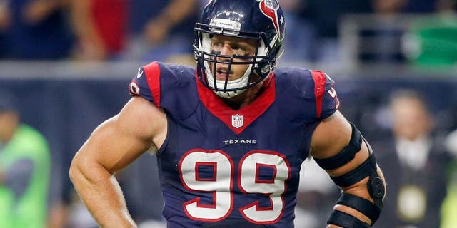 HOUSTON, TX - OCTOBER 08: J.J. Watt #99 of the Houston Texans against the Indianapolis Colts at NRG Stadium on October 8, 2015 in Houston, Texas. (Photo by Bob Levey/Getty Images)