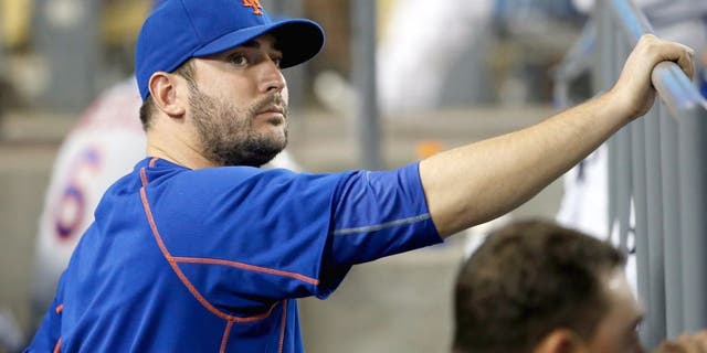 LOS ANGELES, CA - OCTOBER 10: Matt Harvey #33 of the New York Mets in the dugout in the ninth inning as the Mets take on the Los Angeles Dodgers in game two of the National League Division Series at Dodger Stadium on October 10, 2015 in Los Angeles, California. (Photo by Sean M. Haffey/Getty Images)