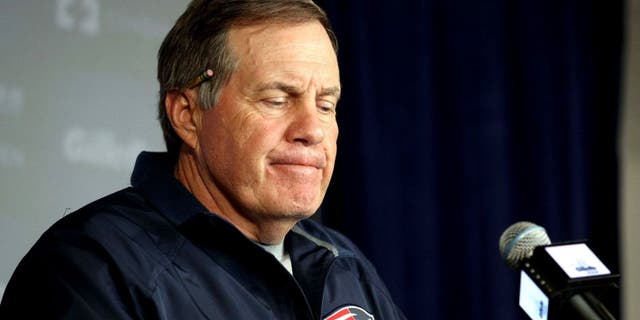 Jul 24, 2013; Foxborough, MA, New England Patriots head coach Bill Belichick addresses the media during a press conference at Gillette Stadium. Mandatory Credit: Stew Milne-USA TODAY Sports
