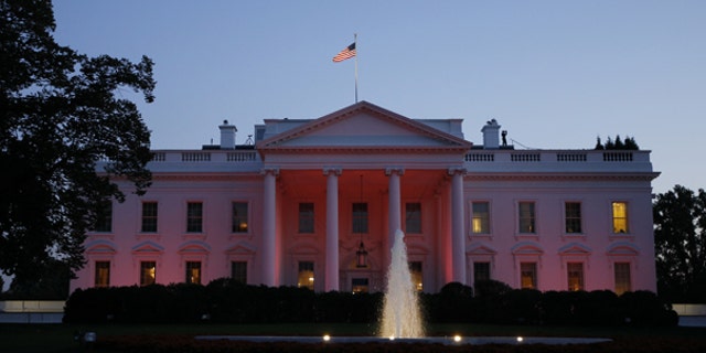 Oct. 14: The White House is bathed in pink light in recognition of October as National Breast Cancer Awareness Month.