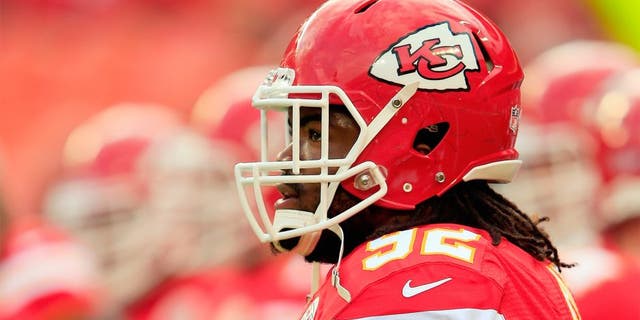 KANSAS CITY, MO - AUGUST 07: Dontari Poe #92 of the Kansas City Chiefs warms up prior to the preseason game against the Cincinnati Bengals at Arrowhead Stadium on August 7, 2014 in Kansas City, Missouri. (Photo by Jamie Squire/Getty Images)