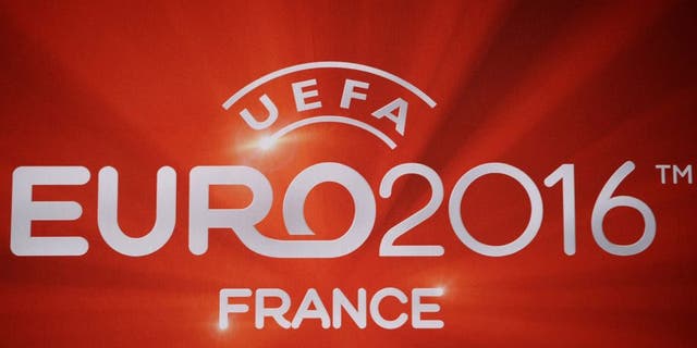 Picture taken on October 23, 2012 in Paris shows the logo of the Euro 2016 football tournament at the FFF headquarters in Paris. AFP PHOTO/ LIONEL BONAVENTURE (Photo credit should read LIONEL BONAVENTURE/AFP/Getty Images)