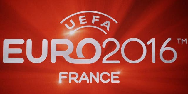Picture taken on October 23, 2012 in Paris shows the logo of the Euro 2016 football tournament at the FFF headquarters in Paris. AFP PHOTO/ LIONEL BONAVENTURE (Photo credit should read LIONEL BONAVENTURE/AFP/Getty Images)