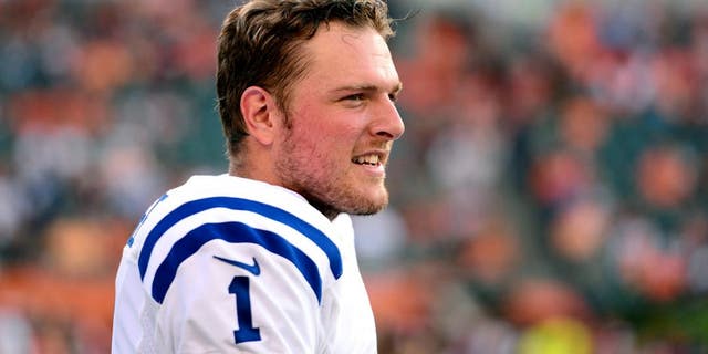 Indianapolis Colts punter Pat McAfee against the Bengals at Paul Brown Stadium in Cincinnati, Ohio, Aug. 28, 2014.