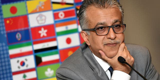 Asian Football Confederation (AFC) chief Shaikh Salman bin Ebrahim Al Khalifa speaks at a press conference after the Extraordinary Congress meeting in Melbourne before the start of the AFC Asian Cup on January 9, 2015. Asia's top sports leaders refused to back Prince Ali bin Al Hussein's election challenge to FIFA president Sepp Blatter and insisted it was doomed to failure. AFP PHOTO / William WEST --IMAGE RESTRICTED TO EDITORIAL USE - STRICTLY NO COMMERCIAL USE-- (Photo credit should read WILLIAM WEST/AFP/Getty Images)