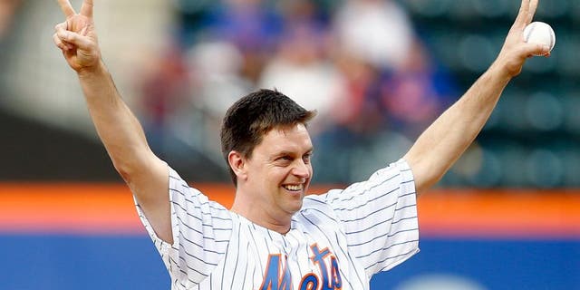 NEW YORK, NY - MAY 29: Comedian Jim Breuer throws out the first pitch before a game between the Miami Marlins and New York Mets on May 29, 2015 at Citi Field in the Flushing neighborhood of the Queens borough of New York City. (Photo by Rich Schultz/Getty Images)