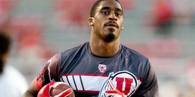 Oct 10, 2015; Salt Lake City, UT, USA; Utah Utes wide receiver Kenneth Scott (2) warms up prior to the game against the California Golden Bears at Rice-Eccles Stadium. Mandatory Credit: Russ Isabella-USA TODAY Sports