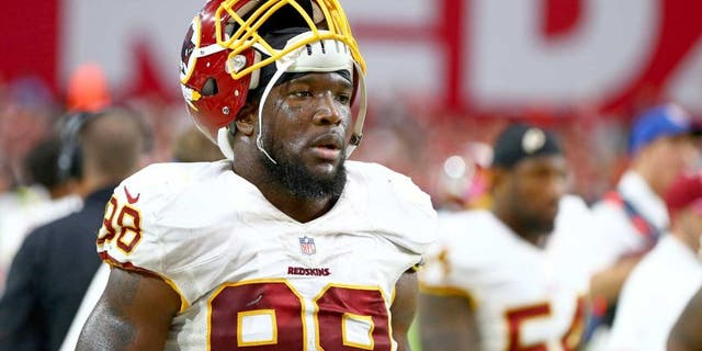 Oct 12, 2014; Glendale, AZ, USA; Washington Redskins linebacker Brian Orakpo (98) against the Arizona Cardinals at University of Phoenix Stadium. The Cardinals defeated the Redskins 30-20. Mandatory Credit: Mark J. Rebilas-USA TODAY Sports