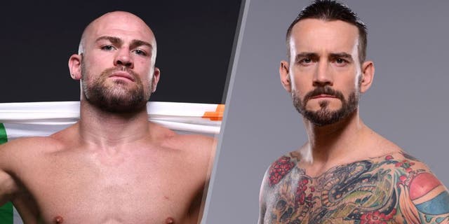 MEXICO CITY, MEXICO - JUNE 13: Cathal Pendred of Ireland poses for a post fight portrait backstage during the UFC 188 event at the Arena Ciudad de Mexico on June 13, 2015 in Mexico City, Mexico. (Photo by Mike Roach/Zuffa LLC/Zuffa LLC via Getty Images) DALLAS, TX - MARCH 13: Phil "CM Punk" Brooks poses for a photo during a UFC photo session at the Hilton Anatole Hotel on March 13, 2015 in Dallas, Texas. (Photo by Mike Roach/Zuffa LLC/Zuffa LLC via Getty Images)