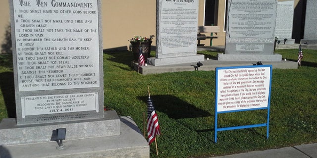 The city of Bloomfield in New Mexico recently filed a petition with the U.S. Supreme Court to review their case, which involved opposition by two local practicing Wiccans who took issue with this Ten Commandments Monument being placed on the front lawn of City Hall.