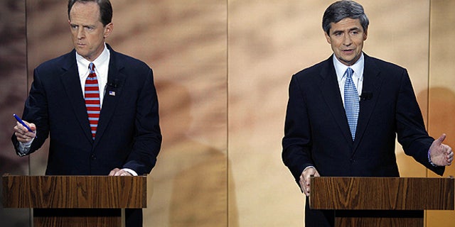 Oct. 20: Pennsylvania Senate candidates Republican Pat Toomey, left, and Democratic Rep. Joe Sestak debate at at the National Constitution Center in Philadelphia.