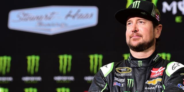 KANNAPOLIS, NC - OCTOBER 21: Kurt Busch, driver of the #41 Stewart-Haas Racing Chevrolet, looks on during a press conference announcing Monster Energy as a co-sponsor on the #41 Stewart-Haas Racing Chevrolet at Stewart-Haas Racing on October 21, 2015 in Kannapolis, North Carolina. Monster Energy will team with Busch for a multiyear deal which will include primary sponsorship (hood) for 17 races, secondary sponsorship (quarter panel) for 18 races, and one full primary race sponsorship. (Photo by Jared C. Tilton/Stewart-Haas Racing via Getty Images)