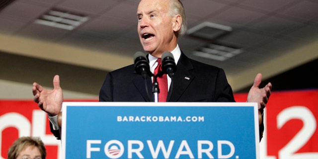 Oct. 23, 2012: Vice President Joe Biden gesture while speaking at a campaign rally in Toledo, Ohio.