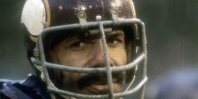 CIRCA 1970: Jim Marshall #70 of the Minnesota Vikings watches the action from the sidelines during an NFL football game circa 1970. Marshall played for the Vikings from 1961-79. (Photo by Focus on Sport/Getty Images)
