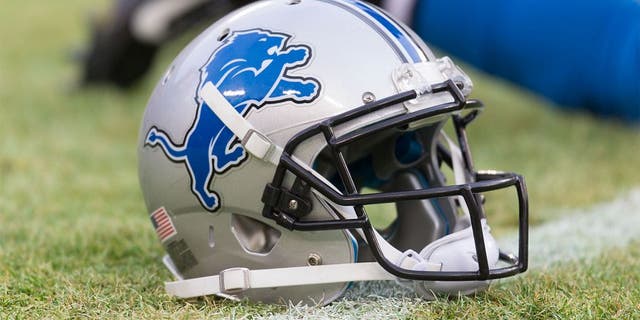 Dec 28, 2014; Green Bay, WI, USA; A Detroit Lions helmet sits on the field during warmups prior to the game against the Green Bay Packers at Lambeau Field. Green Bay won 30-20. Mandatory Credit: Jeff Hanisch-USA TODAY Sports