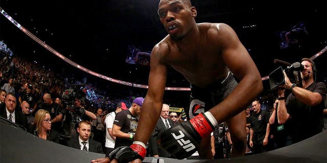 TORONTO, CANADA - SEPTEMBER 21: Jon 'Bones' Jones enters the Octagon prior to his fight against Alexander Gustafsson (not pictured) in their UFC light heavyweight championship bout at the Air Canada Center on September 21, 2013 in Toronto, Ontario, Canada. (Photo by Al Bello/Zuffa LLC/Zuffa LLC via Getty Images) *** Local Caption *** Jon Jones