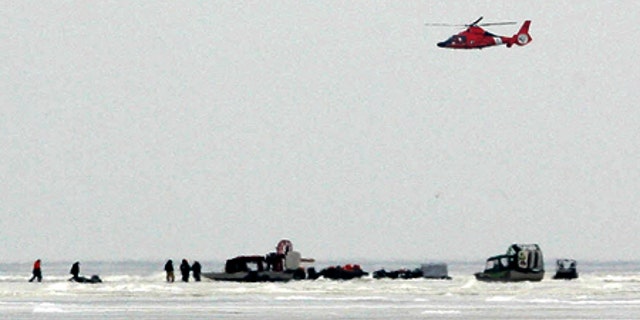 Feb. 7, 2009: Rescue efforts were under way after a slab of ice broke free from the Ohio shore and drifted into Lake Erie.