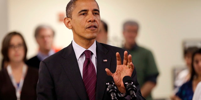 Oct. 30, 2012: President Barack Obama speaking during the his visit to the Disaster Operation Center of the Red Cross National Headquarter in Washington.