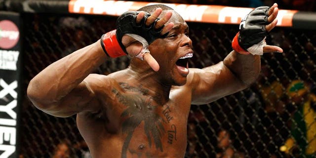 VANCOUVER, BC - JUNE 14: Ovince Saint Preux reacts after his submission victory over Ryan Jimmo in their light heavyweight bout at Rogers Arena on June 14, 2014 in Vancouver, Canada. (Photo by Josh Hedges/Zuffa LLC/Zuffa LLC via Getty Images)