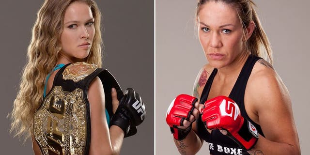 LAS VEGAS, NV - DECEMBER 26: UFC Women's Bantamweight Champion Ronda Rousey poses for a portrait during a UFC photo session on December 26, 2013 in Las Vegas, Nevada. (Photo by Jeff Bottari/Zuffa LLC/Zuffa LLC via Getty Images) *** Local Caption *** Ronda Rousey LAS VEGAS, NV - MAY 08: Cristiane 'Cyborg' Santos poses for a portrait on May 8, 2011 in Las Vegas, Nevada. (Photo by Josh Hedges/Forza LLC via Getty Images)