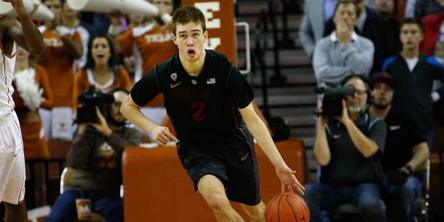 AUSTIN, TX - DECEMBER 23: Robert Cartwright #2 of the Stanford Cardinal runs up court against the Texas Longhorns at the Frank Erwin Center on December 23, 2014 in Austin, Texas. (Photo by Chris Covatta/Getty Images)