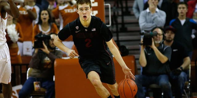 AUSTIN, TX - DECEMBER 23: Robert Cartwright #2 of the Stanford Cardinal runs up court against the Texas Longhorns at the Frank Erwin Center on December 23, 2014 in Austin, Texas. (Photo by Chris Covatta/Getty Images)