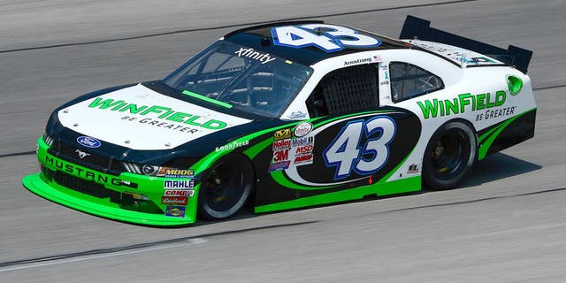 DARLINGTON, SC - SEPTEMBER 04: Dakoda Armstrong, driver of the #43 WinField Ford, practices for the NASCAR XFINITY Series VFW Sport Clips Help A Hero 200 at Darlington Raceway on September 4, 2015 in Darlington, South Carolina. (Photo by Robert Laberge/NASCAR via Getty Images)