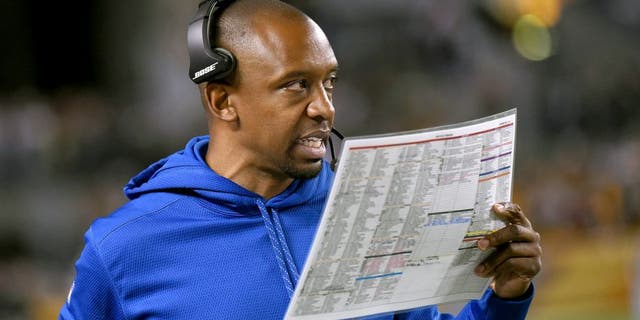 PITTSBURGH, PA - OCTOBER 26: Offensive coordinator Pep Hamilton of the Indianapolis Colts looks on from the sideline during a game against the Pittsburgh Steelers at Heinz Field on October 26, 2014 in Pittsburgh, Pennsylvania. The Steelers defeated the Colts 51-34. (Photo by George Gojkovich/Getty Images)
