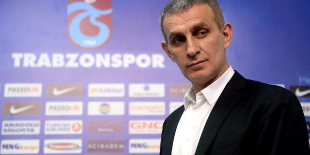 TRABZON, TURKEY - JULY 15: Head of Trabzonspor Ibrahim Haciosmanoglu (on the photo) joins signing ceremony in Trabzon, Turkey on 15 July, 2014. (Photo by Hakan Burak Altunoz/Anadolu Agency/Getty Images)