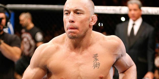 LAS VEGAS, NV - NOVEMBER 16: Georges St-Pierre walks into the Octagon to face Johny Hendricks in their UFC welterweight championship bout during the UFC 167 event inside the MGM Grand Garden Arena on November 16, 2013 in Las Vegas, Nevada. (Photo by Josh Hedges/Zuffa LLC/Zuffa LLC via Getty Images)
