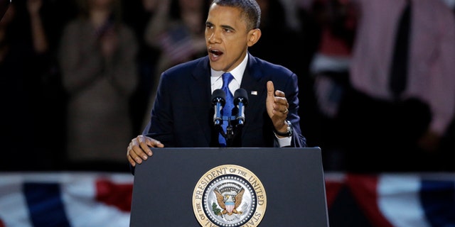 Nov. 7, 2012: President Barack Obama speaks at his election night party in Chicago.