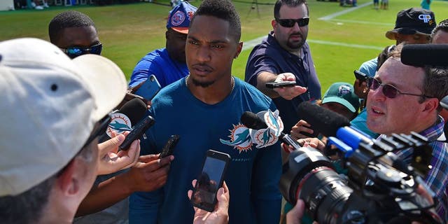 Aug 10, 2016; Miami Gardens, FL, USA; Miami Dolphins cornerback Chris Culliver speaks with the media after practice at Baptist Health Training Facility. Mandatory Credit: Jasen Vinlove-USA TODAY Sports