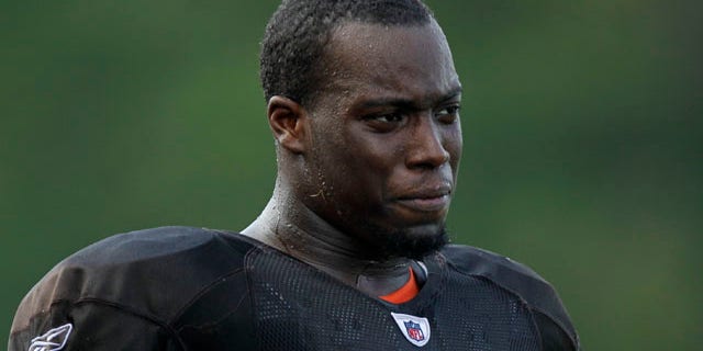 This is an Aug. 10, 2010, file photo showing Cleveland Browns linebacker Marcus Benard during NFL football training camp practice in Berea, Ohio.