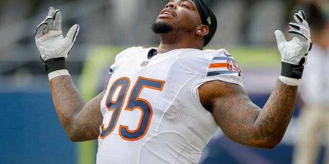 SEATTLE, WA - AUGUST 22: Defensive tackle Ego Ferguson #95 of the Chicago Bears warms up prior to the game against the Seattle Seahawks at CenturyLink Field on August 22, 2014 in Seattle, Washington. (Photo by Otto Greule Jr/Getty Images)