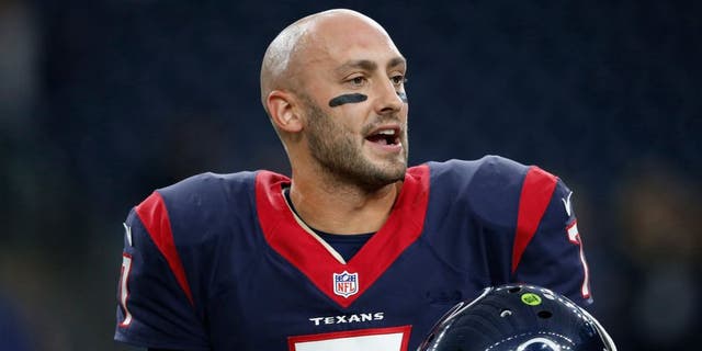 Nov 1, 2015; Houston, TX, USA; Houston Texans starting quarterback Brian Hoyer (7) before the game against the Tennessee Titans at NRG Stadium. Mandatory Credit: Erich Schlegel-USA TODAY Sports