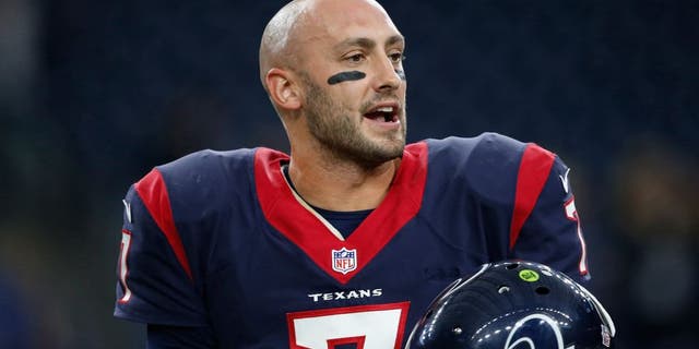 Nov 1, 2015; Houston, TX, USA; Houston Texans starting quarterback Brian Hoyer (7) before the game against the Tennessee Titans at NRG Stadium. Mandatory Credit: Erich Schlegel-USA TODAY Sports