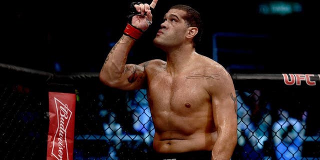 RIO DE JANEIRO, BRAZIL - AUGUST 01: Antonio Silva of Brazil celebrates victory over Soa Palelei of Australia in their heavyweight bout during the UFC 190 Rousey v Correia at HSBC Arena on August 1, 2015 in Rio de Janeiro, Brazil. (Photo by Buda Mendes/Zuffa LLC/Zuffa LLC via Getty Images)
