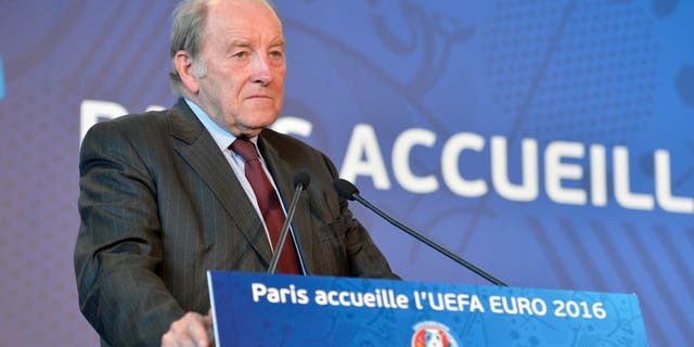 PARIS, FRANCE - JUNE 16: Jacques Lambert President of the organisation of Euro 2016 gives a press conference on Euro 2016 on June 16, 2015 in Paris, France. He gave details about the organisation of the competition itself and explained the differents animations around Paris during the competition. (Photo by Aurelien Meunier/Getty Images)