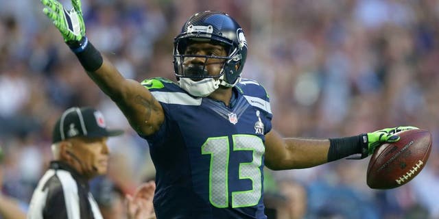 GLENDALE, AZ - FEBRUARY 01: Chris Matthews #13 of the Seattle Seahawks reacts against the New England Patriots during Super Bowl XLIX at University of Phoenix Stadium on February 1, 2015 in Glendale, Arizona. (Photo by Elsa/Getty Images)