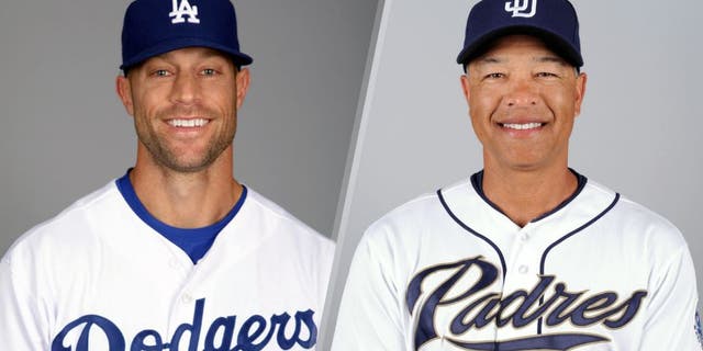 GLENDALE, AZ - FEBRUARY 25: Gabe Kapler #35 of the Los Angeles Dodgers poses during Photo Day on February 25, 2011 at Camelback Ranch in Glendale, Arizona. (Photo by Jason Wise/MLB Photos via Getty Images) PEORIA, AZ - FEBRUARY 21: Dave Roberts #10 of the San Diego Padres poses during Photo Day on Friday, February 21, 2014 at Peoria Stadium in Peoria, Arizona. (Photo by Ron Vesely/MLB Photos via Getty Images)