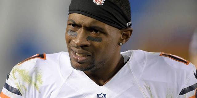 Nov 9, 2015; San Diego, CA, USA; Chicago Bears receiver Alshon Jeffery (17) reacts during a 22-19 victory against the San Diego Chargers in a NFL football game at Qualcomm Stadium. Mandatory Credit: Kirby Lee-USA TODAY Sports