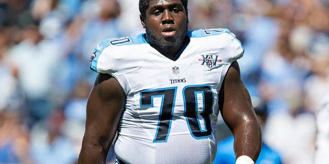 NASHVILLE, TN - SEPTEMBER 22: Chance Warmack #70 of the Tennessee Titans on the field during a game against the San Diego Chargers at LP Field on September 22, 2013 in Nashville, Tennessee. The Titans defeated the Chargers 20-17. (Photo by Wesley Hitt/Getty Images)