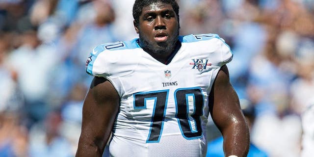 NASHVILLE, TN - SEPTEMBER 22: Chance Warmack #70 of the Tennessee Titans on the field during a game against the San Diego Chargers at LP Field on September 22, 2013 in Nashville, Tennessee. The Titans defeated the Chargers 20-17. (Photo by Wesley Hitt/Getty Images)