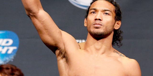 ALBUQUERQUE, NM - JUNE 06: Benson Henderson weighs in during the UFC Fight Night weigh-in at Tingley Coliseum on June 6, 2014 in Albuquerque, New Mexico. (Photo by Josh Hedges/Zuffa LLC/Zuffa LLC via Getty Images)