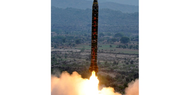 In this Wednesday, Nov. 28, 2012 photo released by Inter Services Public Relations department, Pakistan-made Hatf V or Ghauri missile is launched from an undisclosed location in Pakistan.
