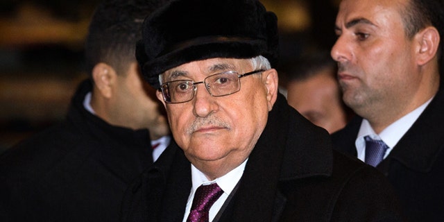 Nov. 27, 2012: Palestinian President Mahmoud Abbas arrives at the United Nations Plaza Hotel in New York.